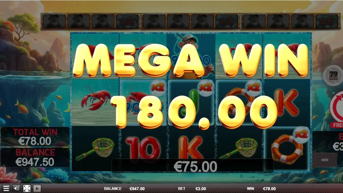 Tampilan visual slot Lobster Splash dengan tema bawah laut dan simbol lobster