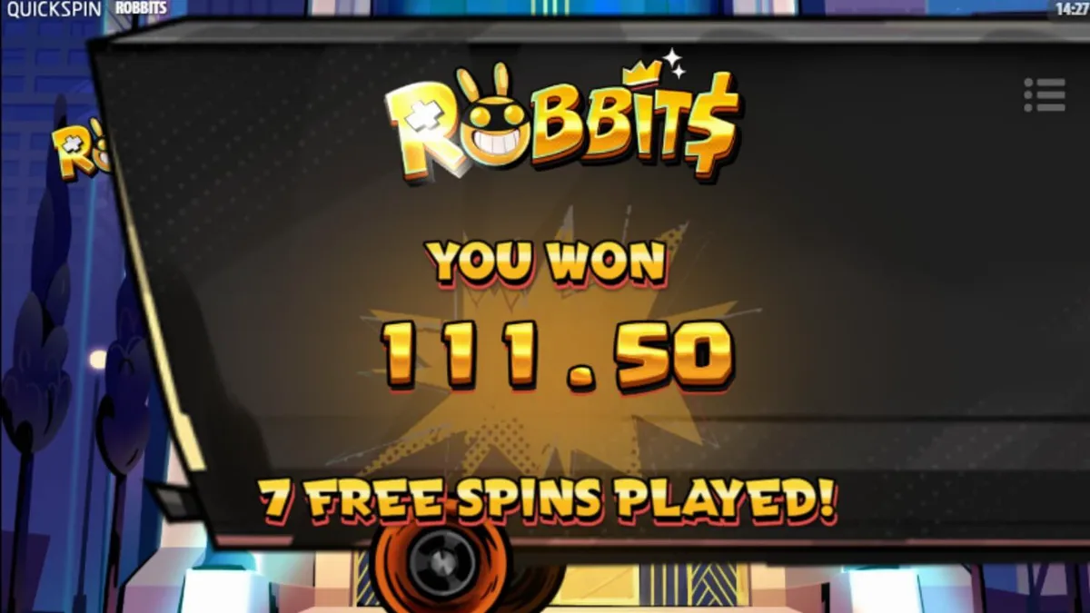Tampilan visual slot Robbits dari Quickspin yang menampilkan karakter kelinci perampok
