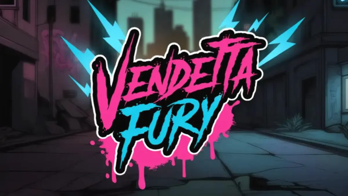 Tampilan antarmuka mobile game slot Vendetta Fury dengan tema cyberpunk