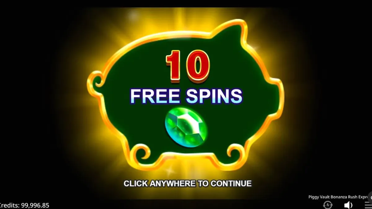 Tampilan visual mewah dari slot Piggy Vault Bonanza Rush Express dengan simbol emas dan piggy bank
